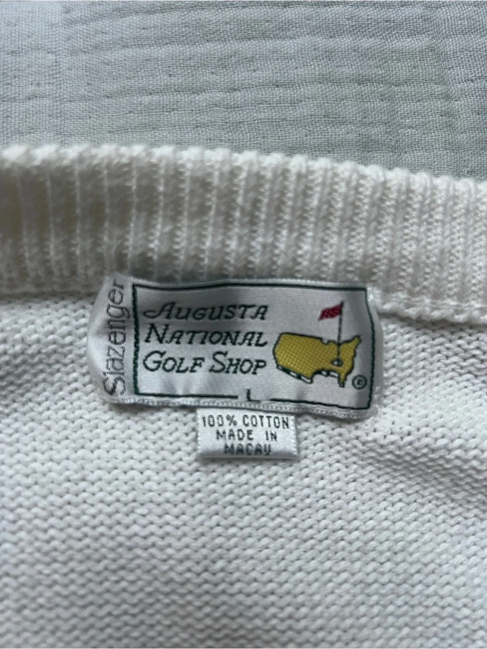 White V-Neck Sweater with Small Embroidered Logo - Men